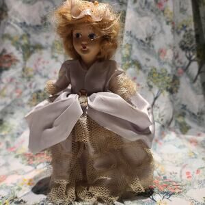 Vintage Porcelain Doll Collector Edition Blonde Curly Hair Rare